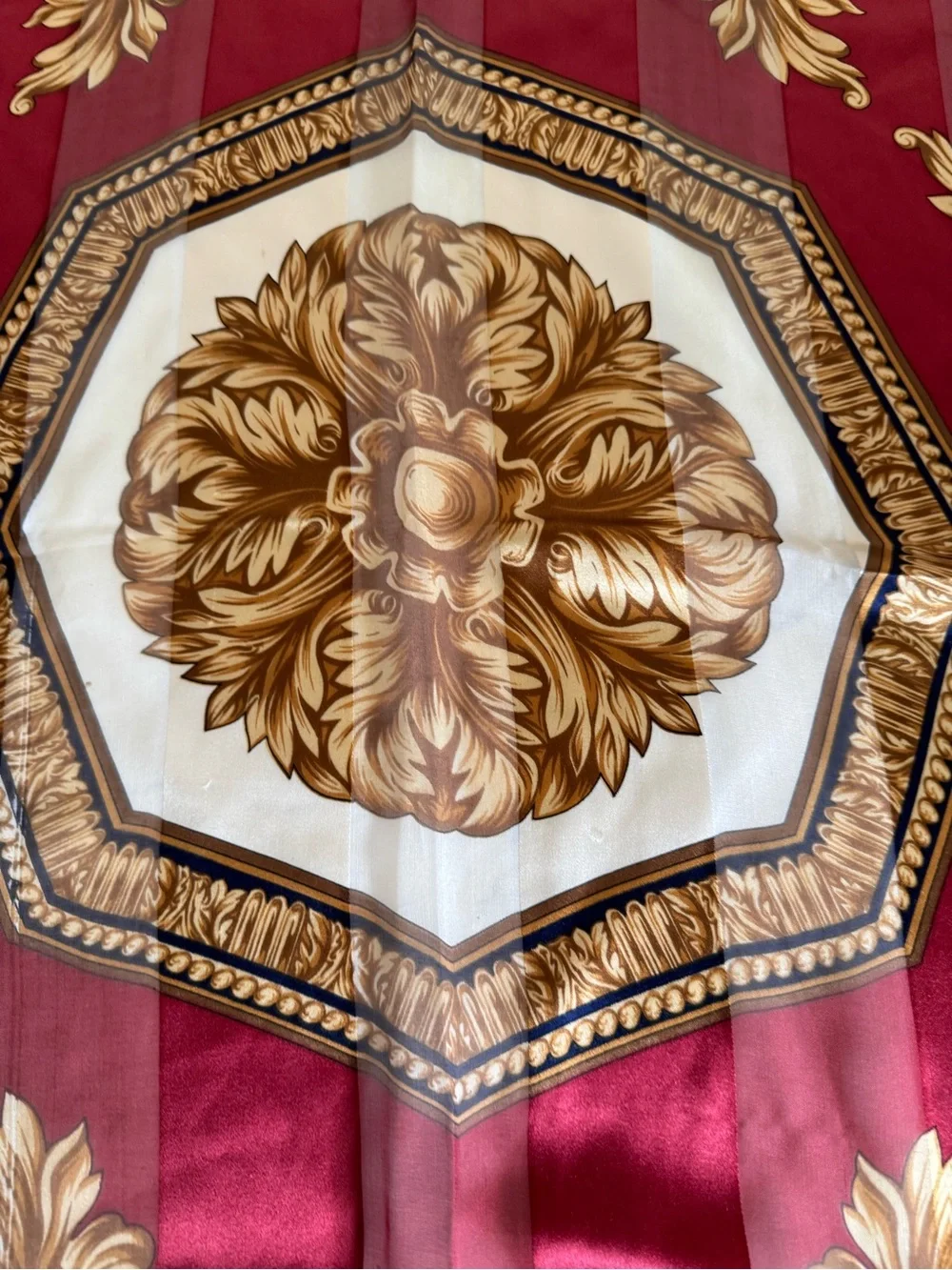 Echo Vintage Navy & Gold Baroque Silk Scarf Made in Italy